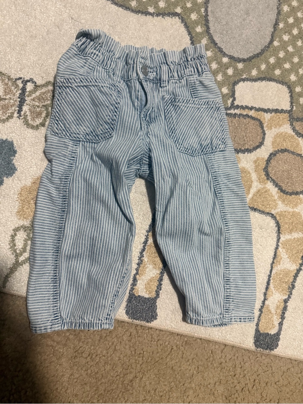 GAP Light Blue and White Striped Pull-On Joggers